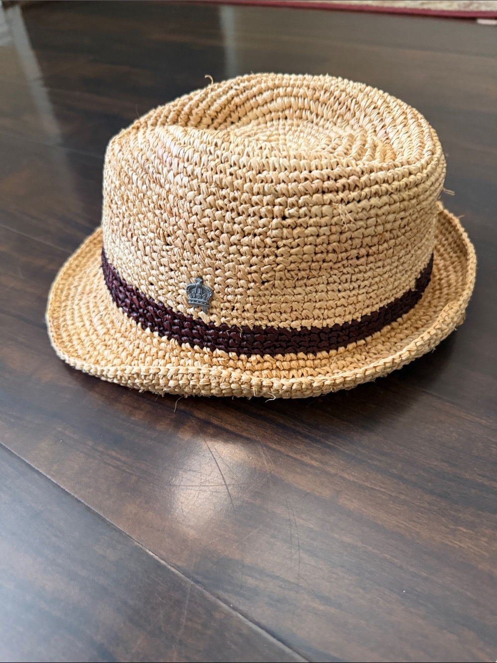 Christy’s Crown Collection Straw Fedora with Dark Brown Band -  Summer Hat